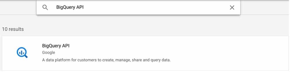 Enable the API to link google analytics 4 with bigquery