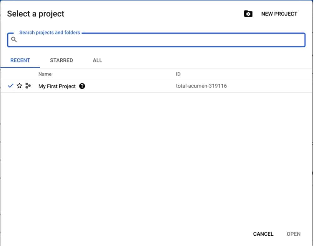 First project bigquery