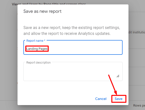 renaming the report in google analytics 4