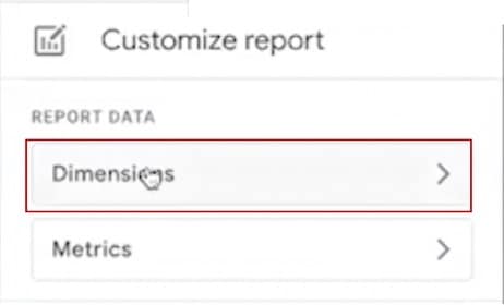 customise report dimensions