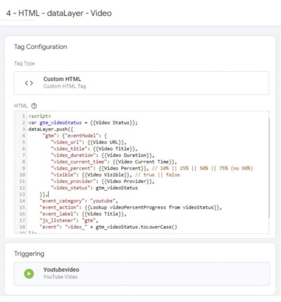 Tag configiration for Video issues solution in GTM