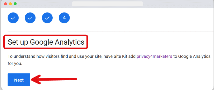 setting up google analytics using site kit