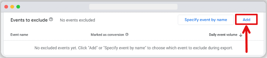 Add button to exclude events