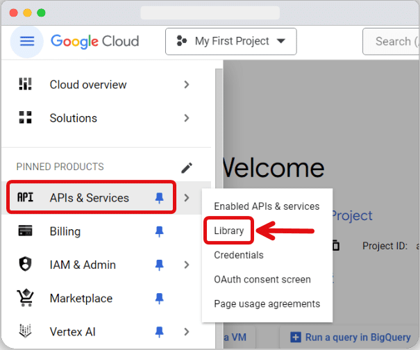 Dashboard of BigQuery APIs & Services library