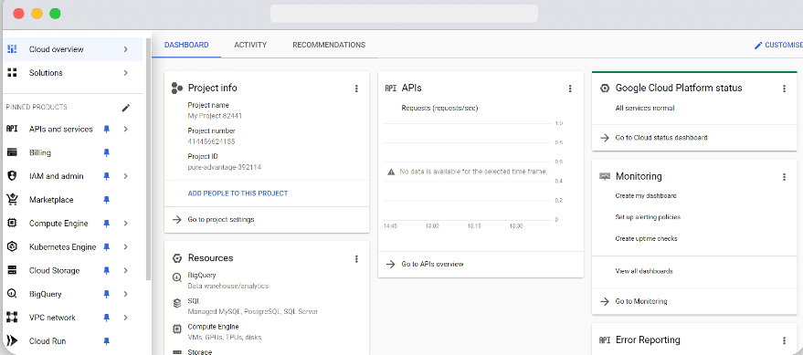 interface of bigquery
