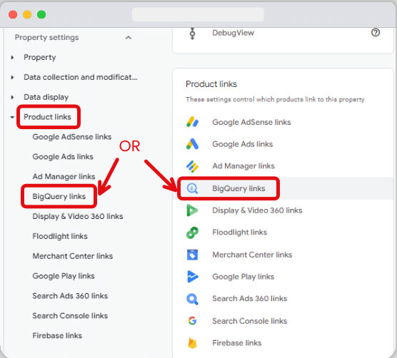 Select BigQuery linking