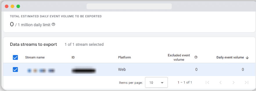 data streams to export