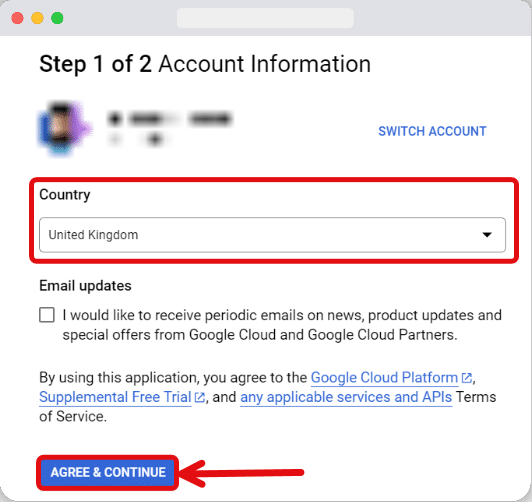 bigquery account creation step