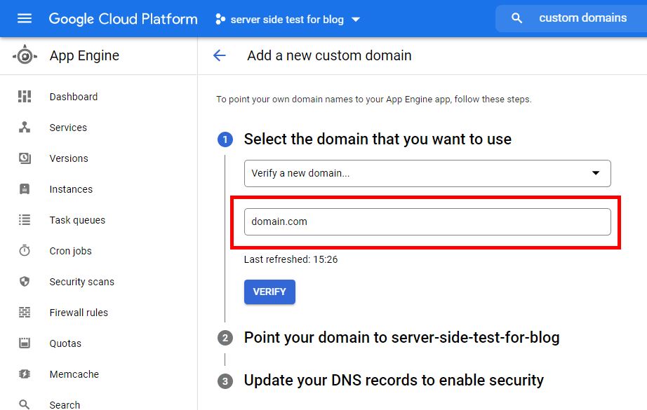 verify your domain in google cloud platform