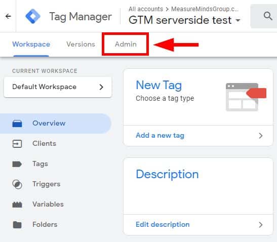 google tag manager admin