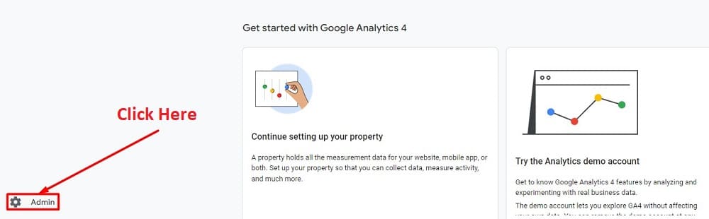 google analytics 4 admin section