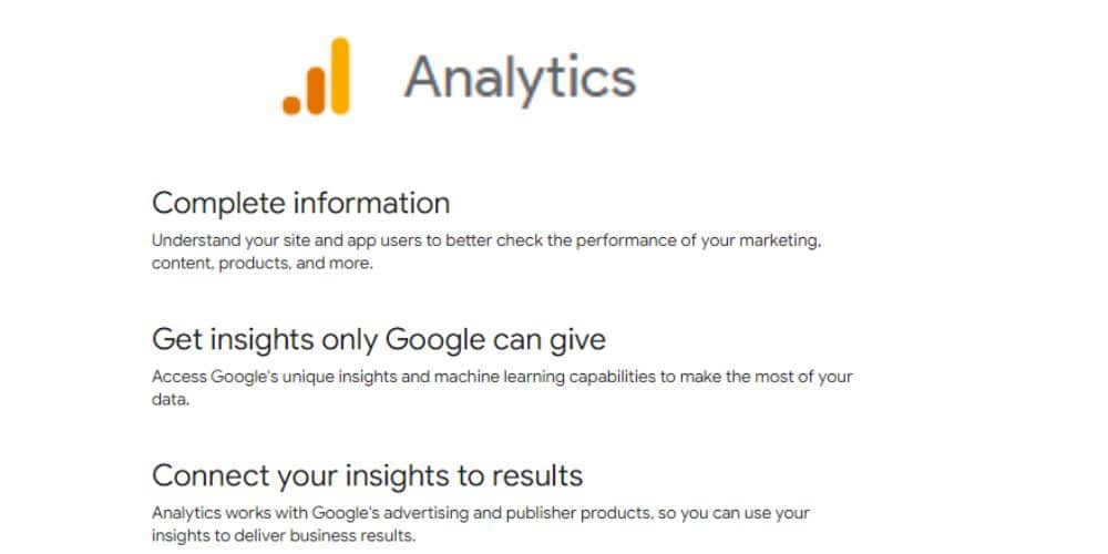 google analytics features