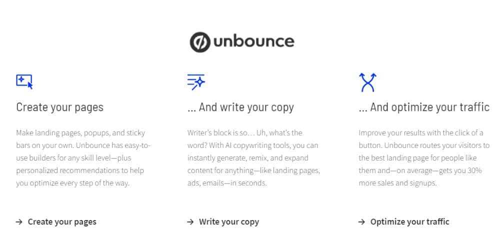 features of unbounce