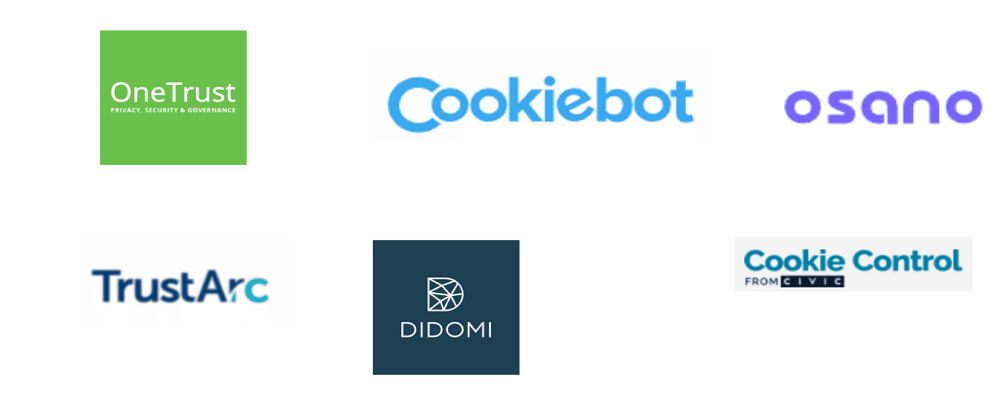 logos of several cookie management platforms