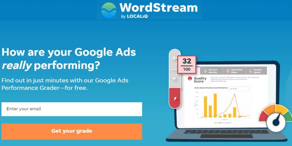 dashboard of google ads performance grader