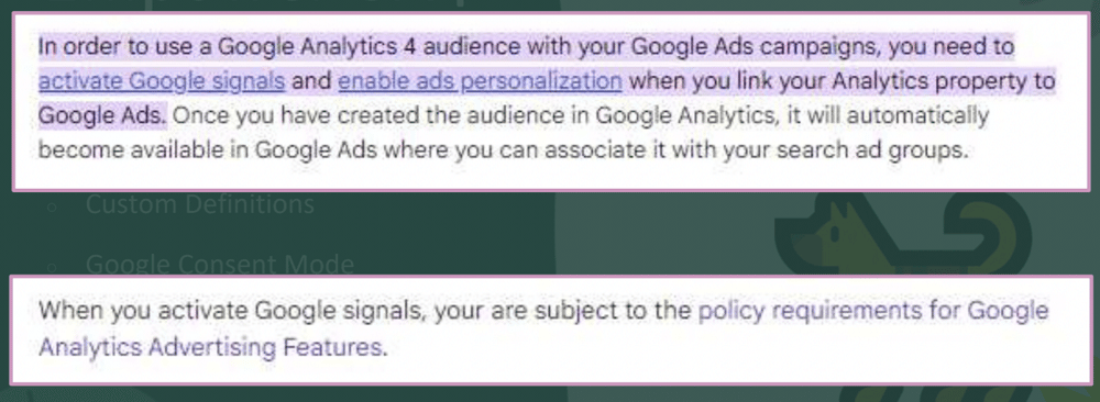 information on using google analytics 4 audience