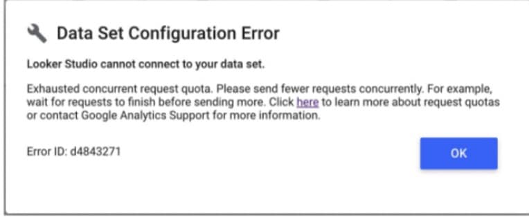 error message shown on Looker Studio on November 7th, 2022