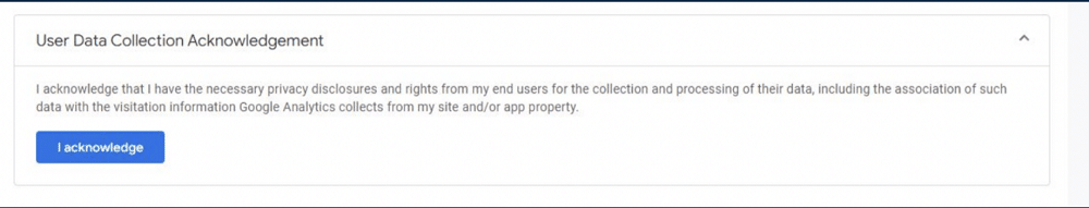 user data collection acknowledgement setting