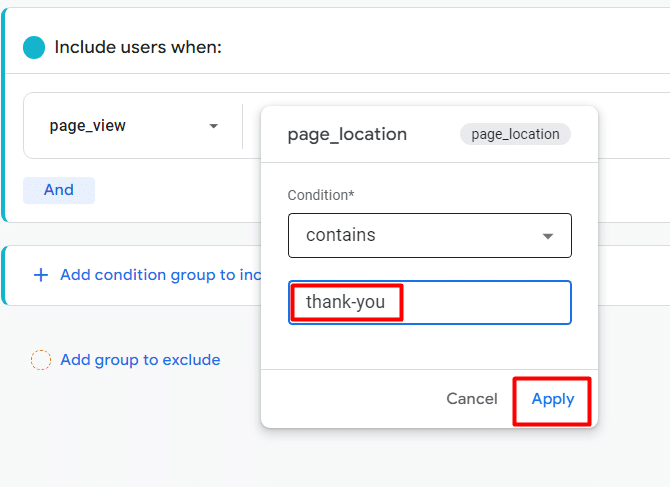 Applying "thank-you" as the page location parameter