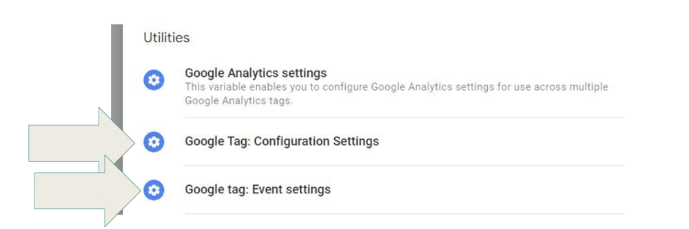 GA3 variable tag has now changed to a config tag and an event tag