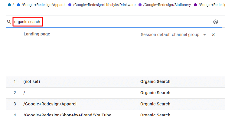 organic search in google analytics