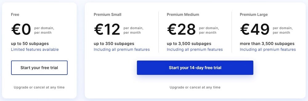 cookiebot pricing & plans