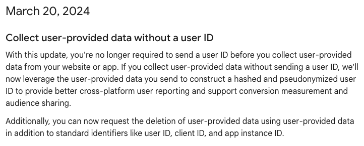 official update on user-provided data without user ID