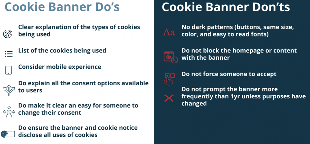 Cookie banner Do's vs Don'ts
