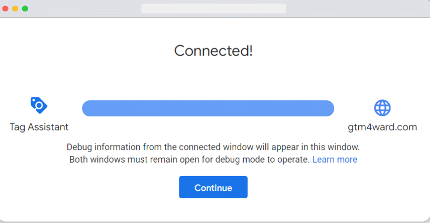 'Connect' button highlighted in the Connect Tag Assistant to your site page