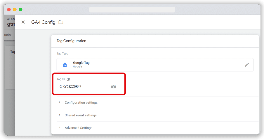 google analytics measurement ID holder in Google tag manager tag setting