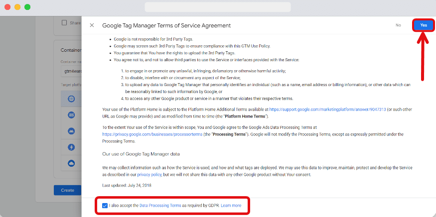 gtm terms of service agreement page