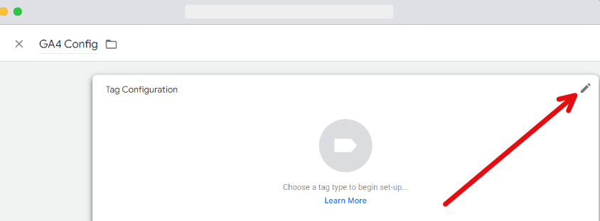 tag configuration box in the page to create a new tag in GTM