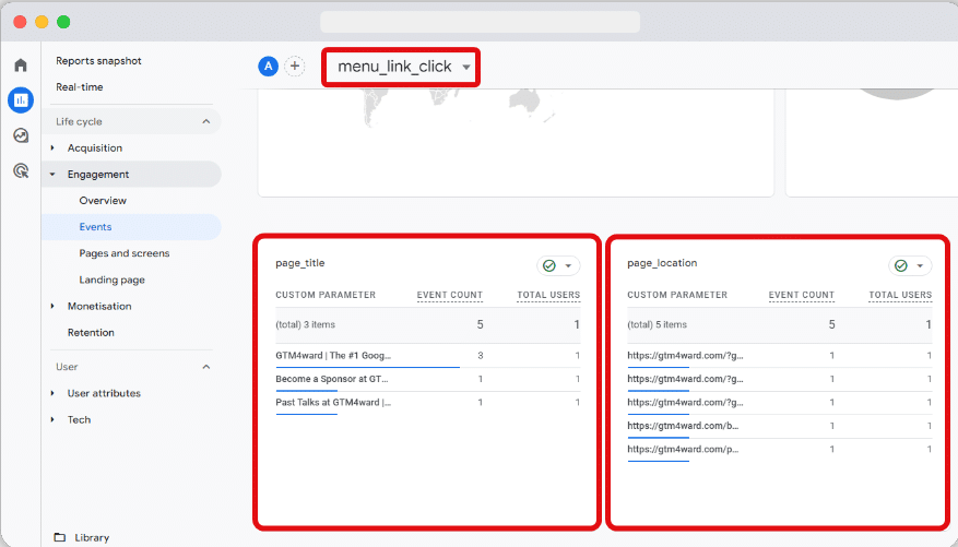 Details reports on a custom event of a ga4 account