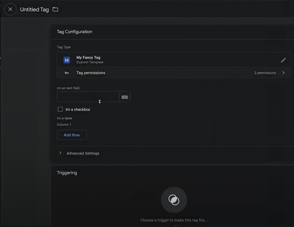 Screenshot of the window where a new tag is being created