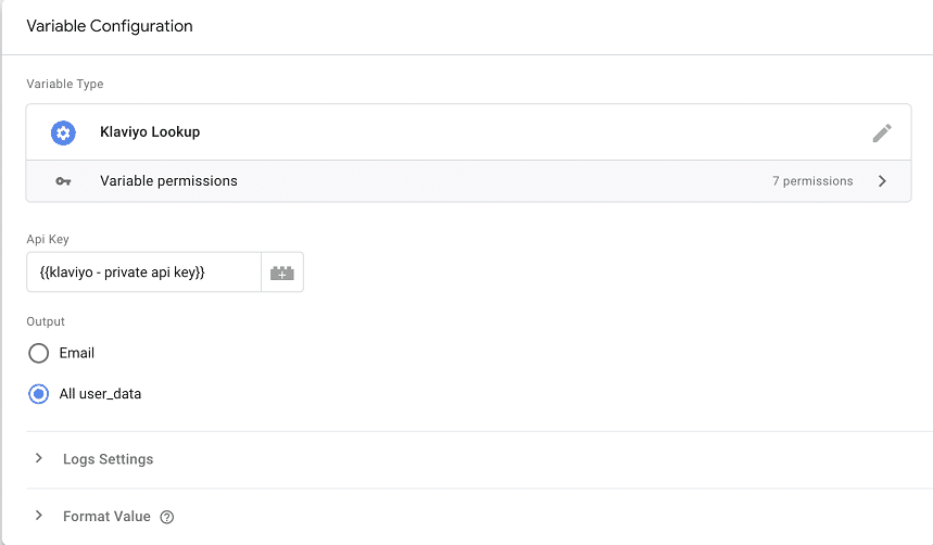 Klaviyo lookup variable