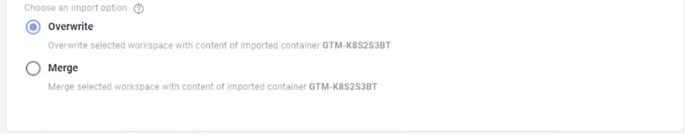 Importing options when importing a gtm container