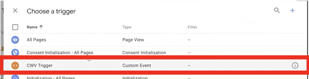Selecting a previously created trigger