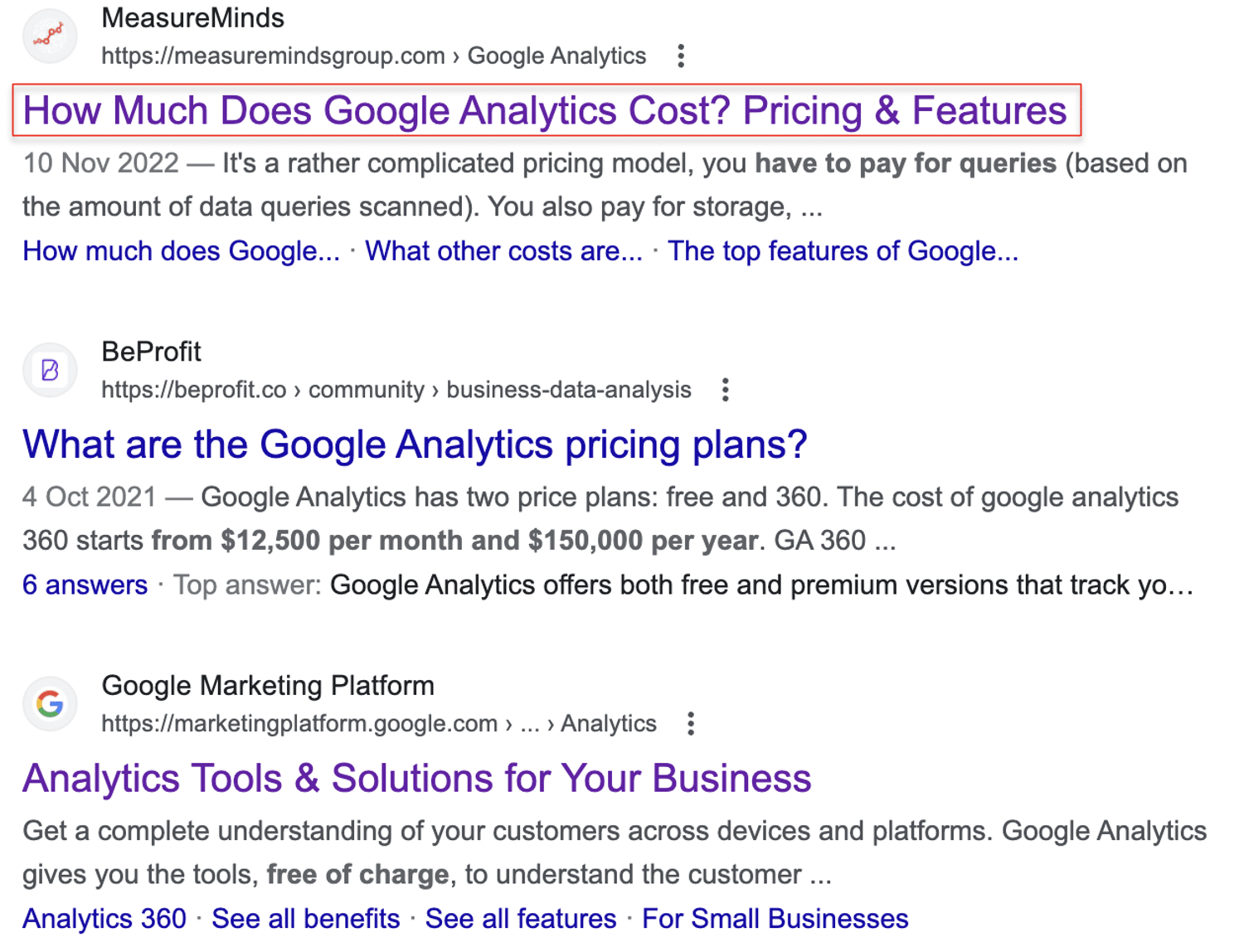 Screenshot of a search engine result page.