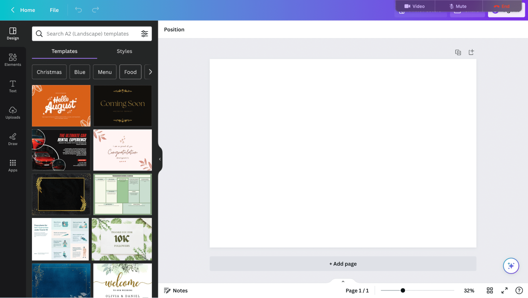 Screenshot of the editor interface of Canva