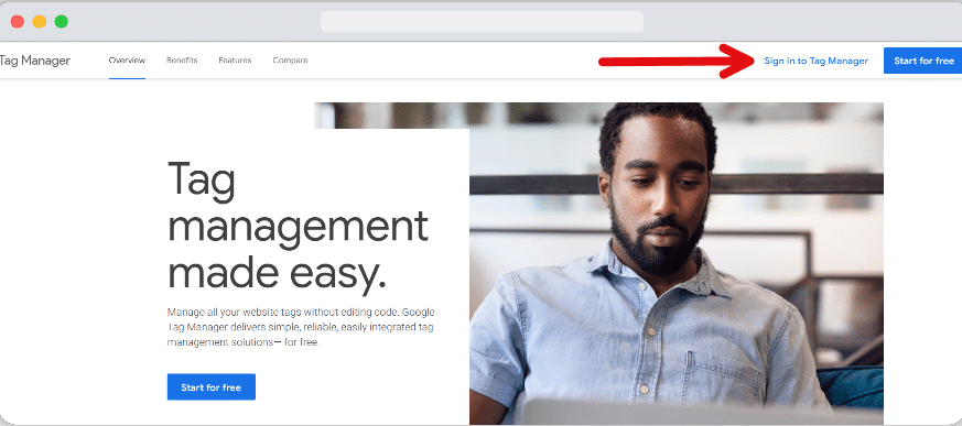 Google tag manager sign in buttom highlighted