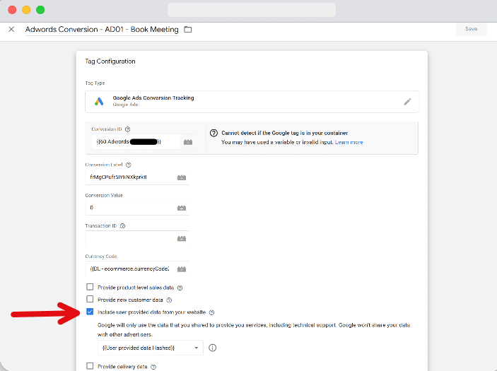 Exporting the GTM container with the correct tag, trigger & template