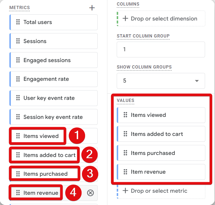 Adding ecommerce metrics to the report