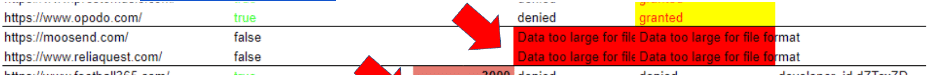 Data layer value too large to parse