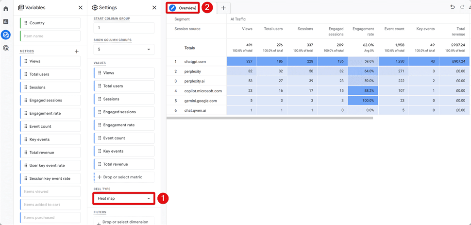 Renaming a exploration report and changing its cell type to heat map