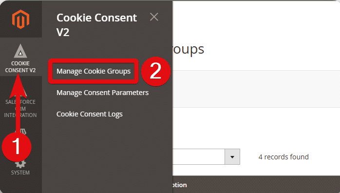 Option to see the cookie groups