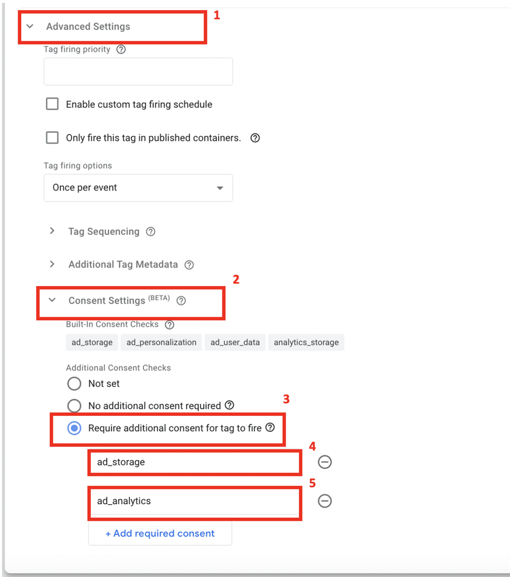 Choosing additional consent to set up basic consent mode