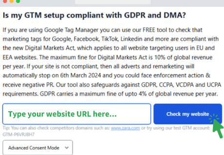 screenshot of Consent Mode Monitor