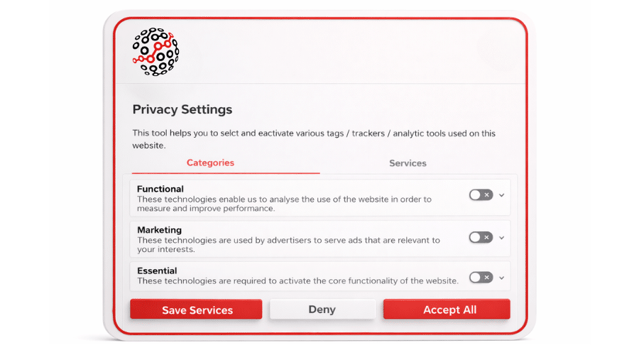 Example of a cookie banner using informed consent 