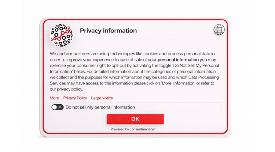 Example of a cookie banner using Opt-out consent 