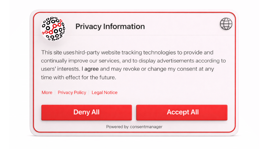Example of a cookie banner using Opt-in consent 
